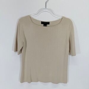 Geoffrey Beene Sport VTG 90s Silk Blend Ribbed Knit Short Sleeve Sweater Top S